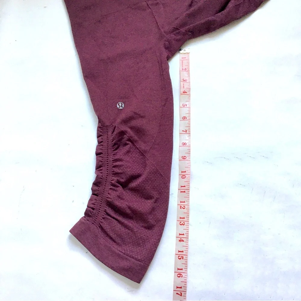 Lululemon The Flow Compression Ruched Crop II Thights Heathered Berry Yum Size 4